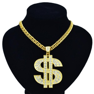 Mode <span class=keywords><strong>dollar</strong></span> logo bijoux <span class=keywords><strong>en</strong></span> <span class=keywords><strong>or</strong></span> saoudien laboratoire diamant pendentifs - Product Image 5