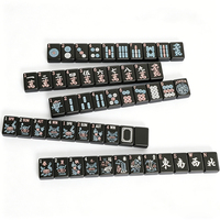 Ensemble de Mahjong Américain Noir Moderne de Luxe avec Tuiles en Acrylique Premium, Sac de Transport et Tapis de Table pour les Réunions de Famille et les Fêtes en Plein Air
