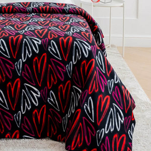 Tốt nhất Valentine của ngày vài món quà trái tim kẻ sọc sọc Nap MANTA 100% <span class=keywords><strong>polyester</strong></span> mềm màu đỏ cực Fleece lót chăn cao dệt kim - Product Image 2