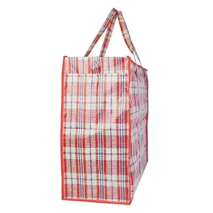 OEM/ODM özel market alışveriş çantası güçlü bagaj giysileri taşıma çantaları PP dokuma alışveriş büyük fermuarlı çanta