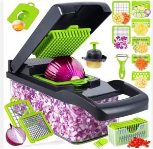 BPA Free Kitchen Tools Onion Slicer Dicer Spiralizer 14 in 1 <b>Vegetable</b> Cutter Shredder Hand Graters Fruit <b>Vegetable</b> <b>Chopper</b> - Product Image 1
