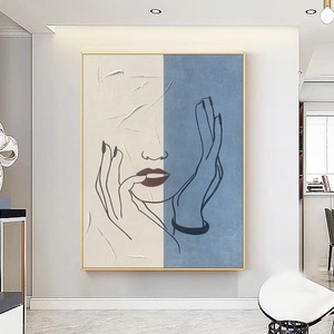 Décor à la maison grande taille moderne <span class=keywords><strong>blanc</strong></span> texturé mur Art toile à la main lignes dame nordique abstrait Art peinture à l'huile - Product Image 2