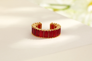 18K Or Laminé En Gros Oro Classique Couleur <span class=keywords><strong>Princesse</strong></span> Coupe En Laiton Plaqué Or Rouge Aaa Cz Anneau Pour Les Femmes De Mode Bijoux Anneaux - Product Image 4