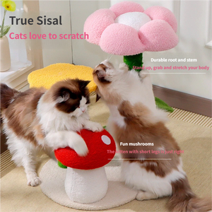 Fabrieksdirect Sisal Kattenklimrek in schattige stijl - Vier-seizoenen paddenstoelvormige krabpaal met springplatform, geïntegreerd voor katten - Product Image 3