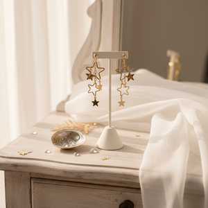 Vendita calda argento minimalista moda orecchini lampadario Trending cerchio conchiglia foglia di strass all'ingrosso - Product Image 3