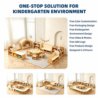 Armoire Combinée en Bois Massif avec Rembourrage Doux, Armoire de Rangement pour Enfants, pour Maternelle et Crèche