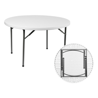 Tables rondes de banquet en plastique avec pieds en métal pliables empilables de haute qualité de 60 pouces