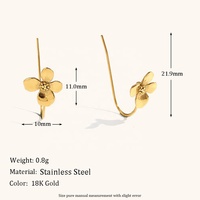 Dingran sans ternissement étanche bijoux de mode en acier inoxydable fleur crochet boucles d'oreilles pour les femmes