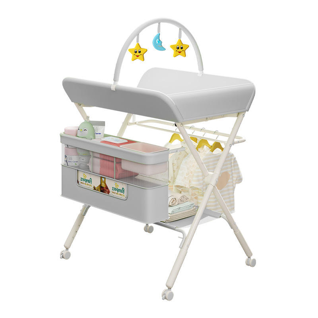 Household Mobile Baby Care Station, Foldable Diaper Changing Table, Massage & Touch Table, Adjustable Living Room Care Table
