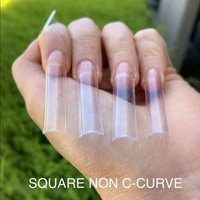 Pointes d'ongles professionnelles XXL transparentes coniques 500CS sans courbe en C, forme cercueil, avec logo personnalisé, et pointes d'ongles carrées stiletto XXXL