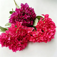 Bouquet de Bougainvilliers Artificiels en Soie Faits Main L-043, 5 Tiges, Fleurs Artificielles pour Mariage, Fête, Maison, Noël, Vente en Gros