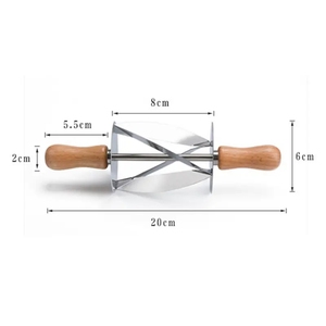 XR, venta al por mayor, herramientas para hornear <span class=keywords><strong>y</strong></span> <span class=keywords><strong>repostería</strong></span>, mango de madera de acero inoxidable, horno, mantequilla, pan, croissant, Manuel, cortador de rodillos, rebanador - Product Image 3