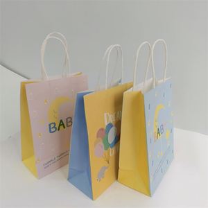 Bolsas de Regalo Pequeñas de Papel Kraft de 16*8*22cm para Recuerdos de Baby Shower, Impresión Flexográfica, Ecológicas y Reciclables para Velas y Manualidades, al por Mayor - Product Image 1
