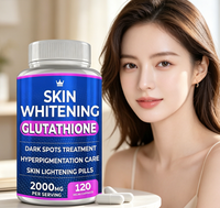 Capsules de glutathion pour éclaircir la peau, éliminer les taches brunes, soin de l'hyperpigmentation, éclaircissement et éclat de la peau, 2000 mg, végétalien