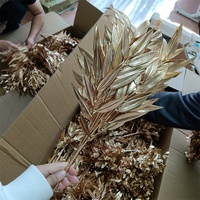 Décorations de Noël en gros Q-1504 – Fleurs artificielles à feuilles dorées pour la décoration – Ventes flash