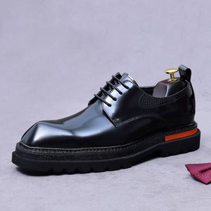Chaussures en cuir montantes pour hommes, cuir véritable, style coréen, décontracté chic, finition brillante, tenue formelle, style Derby - Product Image 6