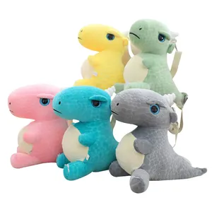 Multi-Color Plush Toy Sitting Height 25cm Dinosaur Length 25cm Bared Teeth Small Children's Shoulder Bag