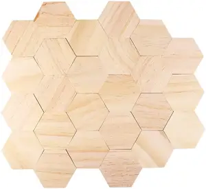 Wood Slices Ornaments Hexagon Shape Wood Slabs Craft DIY Decoration 9センチメートル25Pcs