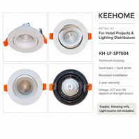 KEEHOME Boîtier de spot encastré réglable en aluminium noir sablé et blanc, garniture 105 mm, découpe 90 mm pour projets hôteliers
