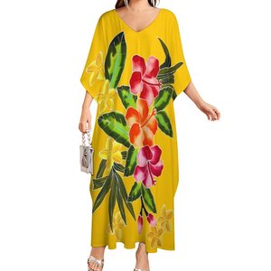Vestido de Fiesta Largo para Mujer, Cuello Redondo, Estampado Tropical Hawaiano, Corte Holgado, Cintura Natural, Ecológico y Transpirable - Product Image 6