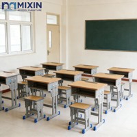 Table et chaise d'école individuelles durables pour enfants, bureau et chaise pour élèves, mobilier scolaire en bois