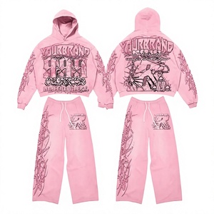 Conjunto Deportivo de Sudadera con Capucha Azul Estilo Hip Hop, Sudadera con Capucha y Pantalones de Corte Regular, 2 Piezas, Ropa Urbana Unisex, Resistente al Viento, 100% Algodón - Product Image 3