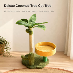 Arbre à <span class=keywords><strong>chat</strong></span> en sisal style cocotier, griffoir écologique, meuble d'intérieur pour animaux de compagnie, emballé en carton, style plante - Product Image 1