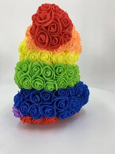 25cm Pe Rose Bear Rainbow Multicolor Rose Bears - Product Image 5