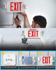 For Exit Signs Emergency Lights Two Adjustable <b>LED</b> Backup <b>Battery</b> Red 94V-0 Fire Resistant 120-277V Indoor Building Wall/Ceiling - Product Image 6