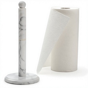 Portarrollos de Papel de Mármol Blanco con Base Redonda Decorativa, Elegante Soporte para Servilletas Independiente para Encimera de Cocina, Mesa de Comedor, Hogar - Product Image 1