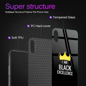 เคสโทรศัพท์กระจกเคลือบเงาพลาสติก TPU พิมพ์ลายสาวน้อยผิวดำสำหรับ iPhone 11 12 13 14 15 Pro - Product Image 3