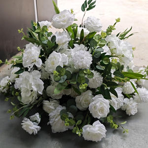 Bola de Flores Artificiales de Seda Rosa para Decoración de Bodas, Centro de Mesa con Rosas Blancas y Rosadas - Product Image 2