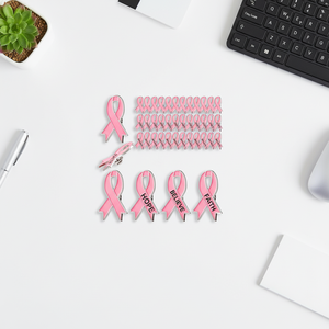 Pin de Solapa Personalizado con Cinta Rosa y Gorros Cruzados, para la Concienciación sobre el Cáncer de Mama, con la inscripción '<span class=keywords><strong>Octubre</strong></span> Encantado', que promueve la detección de metales y salvando vidas - Product Image 3