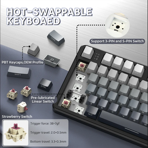 ATTACK SHARK X87 Achat en ligne Clavier mécanique à joint tri-<span class=keywords><strong>mode</strong></span> Clavier sans fil Bluetooth 80%/5.1G monté sur joint 2.4 - Product Image 4