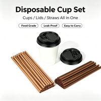 Gobelet en papier jetable avec couvercle et paille, gobelet écologique en papier pour café, jus, milkshake, fête, à emporter, pique-nique