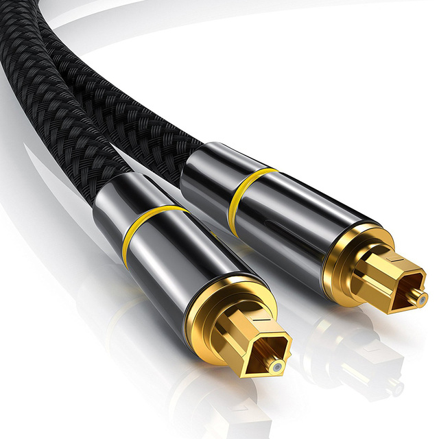 High Quality Platinum Plug CAT 3 SPDIF Digital Fiber Optical Audio Toslink Cable Metal Connectors Premium Connector Accessories
