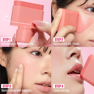 Vente en gros de fard à joues cosmétique haute mate imperméable à l'eau finition naturelle bâton de fard à joues et lèvres rose baume pour le visage longue durée - Product Image 4