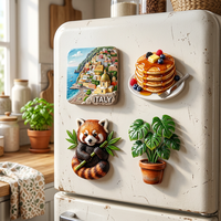 Aimant de réfrigérateur personnalisé en résine durable 3D, motif animal mignon ou plante, imprimé en typographie, décoration d'intérieur, cadeau promotionnel - Vente directe usine