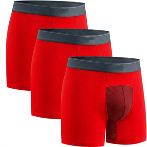 High Quality Mens Soft Comfortable Solid <b>Boxer</b> Briefs <b>Custom</b> Logo Mid-waist PlusSize Causal Quick Dry Seamless Underwear for Men - Product Image 5
