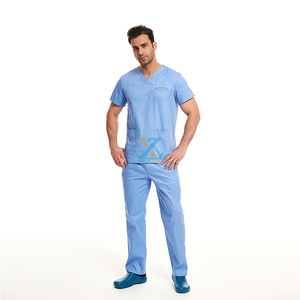 Ensemble de blouses médicales unisexes à col en V, uniformes médicaux à manches courtes et longues, blouses d'hôpital pour médecins et infirmières, vente en gros personnalisée - Product Image 2