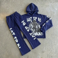 Sweat à capuche noir ample et léger 100% coton clouté, qualité supérieure 400 g/m², luxe, pour homme, coupe oversize