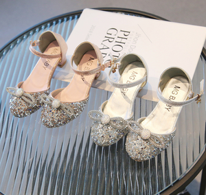 New High-heeled Pointed Toe Hollow Princess <b>Sandals</b> for Girls and Children's Performance Dress Shoes - Product Image 2