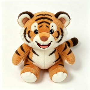 Peluche tigre rayé orange adorable et personnalisée pour les enfants, pour l'heure du coucher - Product Image 1