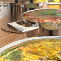 Ensemble de casseroles Oudro Classic en métal avec poignée creuse, design à angle droit et couvercle en verre, 10 pièces