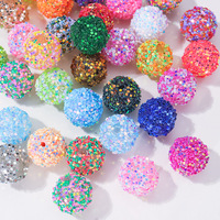 Perles fantaisie de luxe 16 mm, irisées, colorées, à paillettes, pour stylos à perles, chaînes de téléphone, porte-clés, en vrac