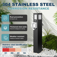 Poteau de parc en acier inoxydable 304 IP66 avec socle combiné eau et alimentation |   Boîtier simple + Robinet anti-gel + Commande à bouton-poussoir pour l'éclairage