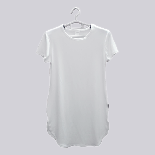 Sublimation Blank White Casual Cured Hem T-shirt Dress for Women