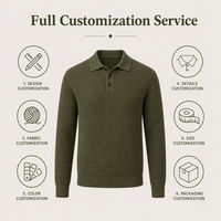Pull décontracté pour homme en maille gaufrée à col boutonné, idéal pour l'hiver – OEM/ODM, motifs, couleurs et tailles variés, vente en gros