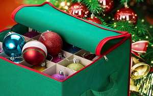 Large128 Holiday Ornaments Xmas <b>Decorations</b> Plastic Christmas Ornament Storage <b>Box</b> with 2 Sided Dual Zipper Closure - Product Image 4