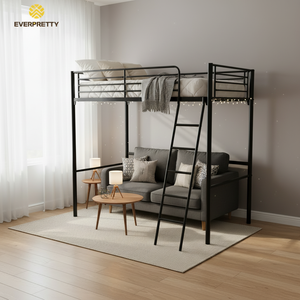 Muebles Escolares, Cama Individual Metálica Tipo Loft con Escalera <span class=keywords><strong>para</strong></span> Dormitorio <span class=keywords><strong>de</strong></span> Hostal Juvenil, Uso en Dormitorios <span class=keywords><strong>para</strong></span> Empleados <span class=keywords><strong>de</strong></span> Empresa - Product Image 2